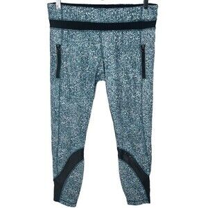 Lululemon Inspire Tight II sz 10 * Full-On Luxtreme Turquoise Pebble Print Black